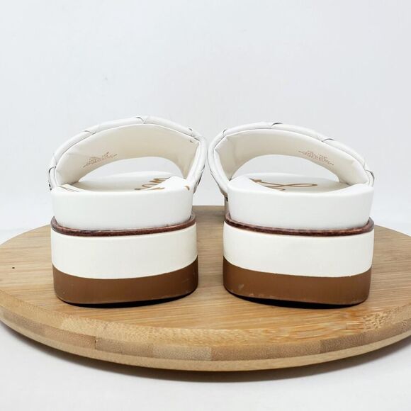 Sam Edelman Sandals Womens 7.5 Adaley White Slide Slip On Shoes Woven Platform - Picture 8 of 13